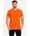 Erkek Basic Tişört Bisiklet Yaka Kısa Kol Günlük Yazlık Slim Fit T-Shirt - Turuncu