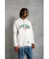 Erkek Baskılı Kapüşonlu Sweatshirt - Beyaz