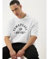 Erkek Baskılı Oversize T-shirt - Beyaz