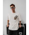 Erkek Baskılı Oversize T-shirt - Beyaz