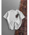 Erkek Baskılı Oversize T-shirt - Beyaz