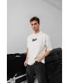 Erkek Baskılı Oversize T-shirt - Beyaz