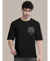 Erkek Baskılı Oversize T-shirt - Siyah