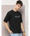 Erkek Baskılı Oversize T-shirt - Siyah