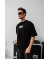 Erkek Baskılı Oversize T-shirt - Siyah