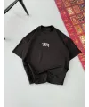 Erkek Baskılı Oversize T-shirt - Siyah
