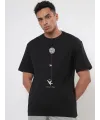 Erkek Baskılı Oversize T-shirt - Siyah