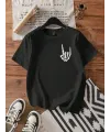 Erkek Baskılı Oversize T-shirt - Siyah