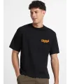 Erkek Baskılı Oversize T-shirt - Siyah