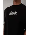 Erkek Baskılı Oversize T-shirt - Siyah