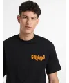 Erkek Baskılı Oversize T-shirt - Siyah