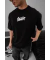 Erkek Baskılı Oversize T-shirt - Siyah