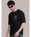 Erkek Baskılı Oversize T-shirt - Siyah