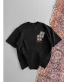 Erkek Baskılı Oversize T-shirt - Siyah
