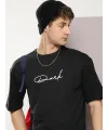 Erkek Baskılı Oversize T-shirt - Siyah