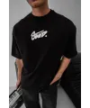 Erkek Baskılı Oversize T-shirt - Siyah