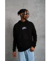 Erkek Baskılı Oversize Üç İplik Kapüşonlu Sweatshirt - Siyah