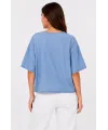 Erkek Baskılı T-Shirt Kısa Kol Bisiklet Yaka Rahat Kalıp Tişört - Mavi