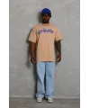 Erkek Baskılı T-Shirt Kısa Kol Bisiklet Yaka Regular Fit Rahat Kalıp Günlük Tişört - Bej