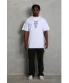 Erkek Baskılı T-Shirt Kısa Kol Bisiklet Yaka Regular Fit Rahat Kalıp Günlük Tişört - Beyaz