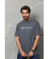 Erkek Baskılı T-Shirt Kısa Kol Bisiklet Yaka Regular Fit Rahat Kalıp Günlük Tişört - Füme