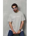 Erkek Baskılı T-Shirt Kısa Kol Bisiklet Yaka Regular Fit Rahat Kalıp Günlük Tişört - Gri
