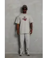 Erkek Baskılı T-Shirt Kısa Kol Bisiklet Yaka Regular Fit Rahat Kalıp Günlük Tişört - Gri