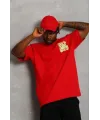 Erkek Baskılı T-Shirt Kısa Kol Bisiklet Yaka Regular Fit Rahat Kalıp Günlük Tişört - Kırmızı