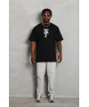 Erkek Baskılı T-Shirt Kısa Kol Bisiklet Yaka Regular Fit Rahat Kalıp Günlük Tişört - Siyah
