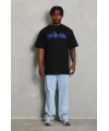 Erkek Baskılı T-Shirt Kısa Kol Bisiklet Yaka Regular Fit Rahat Kalıp Günlük Tişört - Siyah