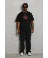 Erkek Baskılı T-Shirt Kısa Kol Bisiklet Yaka Regular Fit Rahat Kalıp Günlük Tişört - Siyah