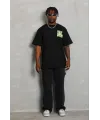 Erkek Baskılı T-Shirt Kısa Kol Bisiklet Yaka Regular Fit Rahat Kalıp Günlük Tişört - Siyah