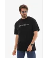 Erkek Baskılı T-Shirt Kısa Kol Bisiklet Yaka Regular Fit Rahat Kalıp Günlük Tişört - Siyah