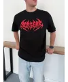 Erkek Baskılı T-Shirt Yazlık Kısa Kol Bisiklet Yaka Rahat Kalıp Tişört - Siyah