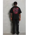Erkek Baskılı Tişort Kısa Kol Bisiklet Yaka Ovarsize T-Shirt - Siyah