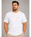 Erkek Battal Big Size Basic Tişört Bisiklet Yaka Rahat Kalıp T-Shirt - Beyaz