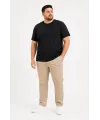 Erkek Battal Big Size Basic Tişört Bisiklet Yaka Rahat Kalıp T-Shirt - Siyah