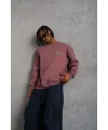 Erkek Bisiklet Yaka Baskılı 3 iplik pamuklu Sweatshirt - Gül Kurusu
