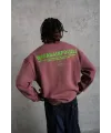 Erkek Bisiklet Yaka Baskılı 3 iplik pamuklu Sweatshirt - Gül Kurusu