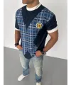 ERKEK Bisiklet Yaka Baskılı Kısa kol Oversize T-Shirt - Siyah