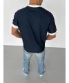 ERKEK Bisiklet Yaka Baskılı Kısa kol Oversize T-Shirt - Siyah