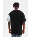 Erkek  Bisiklet Yaka Baskılı Oversize T-Shirt - Siyah
