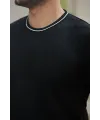 Erkek Bisiklet Yaka çizgi Desenli Ribanalı Kısa Kollu Tshirt
