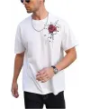 Erkek Bisiklet Yaka Kısa Kol Baskılı T-shirt - Beyaz
