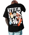 Erkek Bisiklet Yaka Kısa Kol Baskılı T-shirt - Siyah