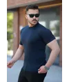 Erkek Bisiklet Yaka örgü Desenli Kısa örme Triko Kısa Kollu T-shirt