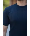 Erkek Bisiklet Yaka örgü Desenli Kısa örme Triko Kısa Kollu T-shirt