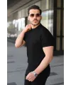 Erkek Bisiklet Yaka Petek Dokulu Kısa Kollu Triko Tişört