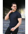 Erkek Bisiklet Yaka Petek Dokulu Kısa Kollu Triko Tişört
