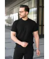 Erkek Bisiklet Yaka Petek Dokulu Kısa Kollu Triko Tişört